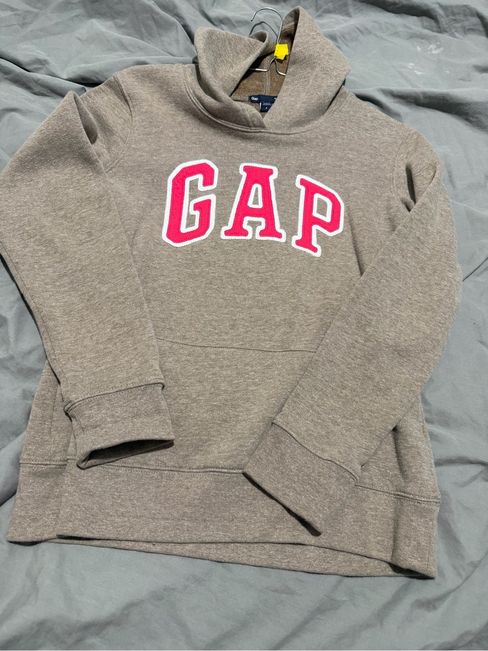GAP Beige/ Gray Pink White Logo Pullover Hoodie Sweatshirt